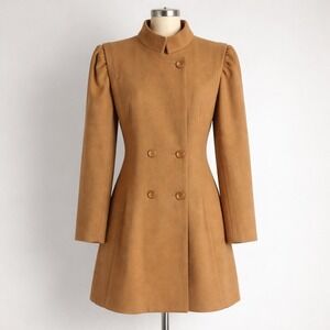 Vintage BERT NEWMAN Camel Wool Blend Double Breasted Blazer Coat Women 6 Capsule